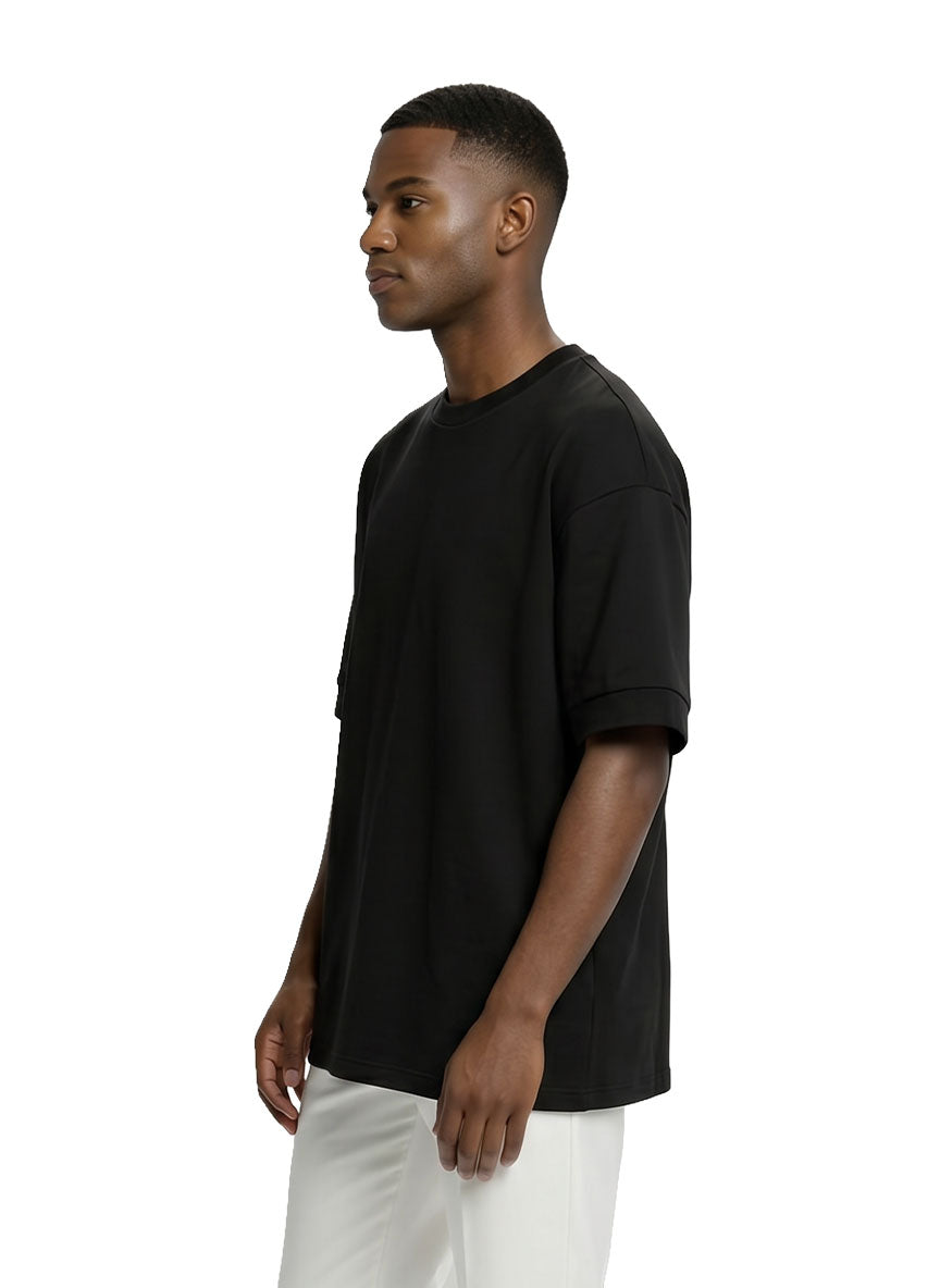Oversized 220 Ribbed Portuguese Fleece T-shirt • Black – Porto Studios