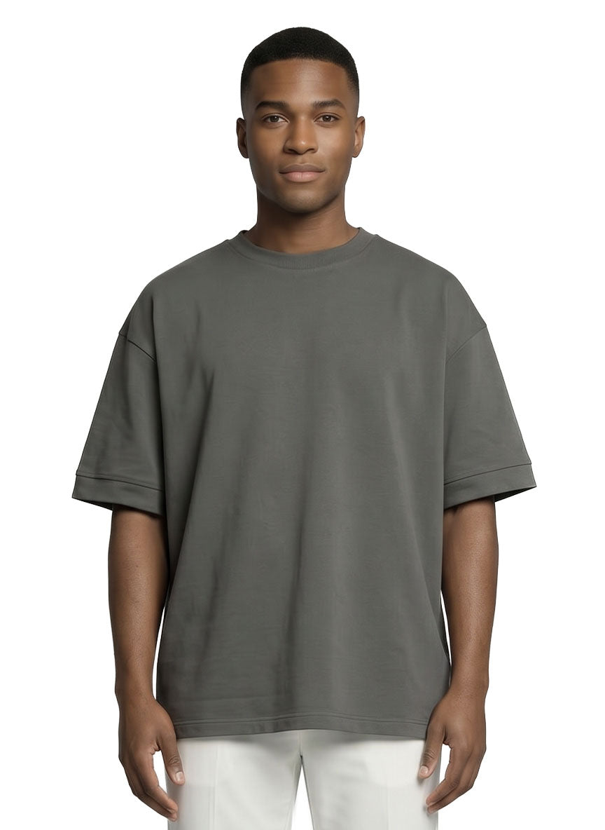 Oversized 220 Ribbed Portuguese Fleece T-shirt • Grey