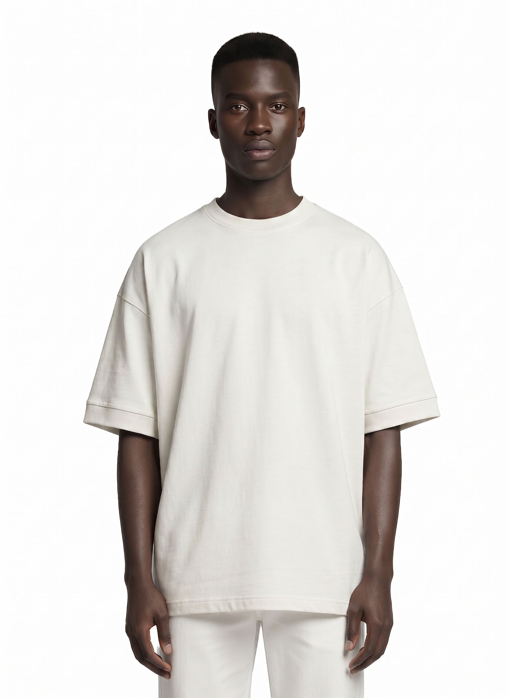 Oversized 220 Ribbed Portuguese Fleece T-shirt • Off-white