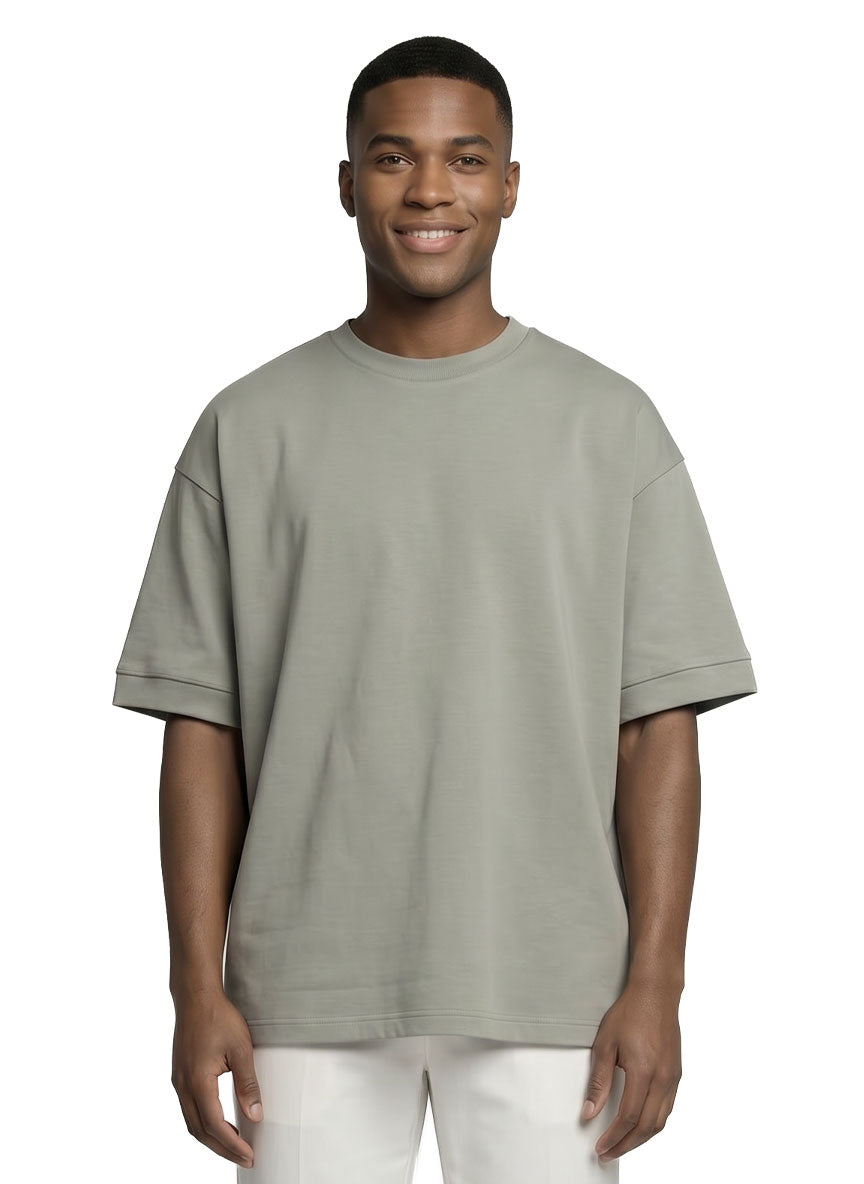 Oversized 220 Ribbed Portuguese Fleece T-shirt • Stone – Porto